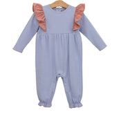 Madison Romper - Dusty Blue Stripe/Mauve PRE-ORDER