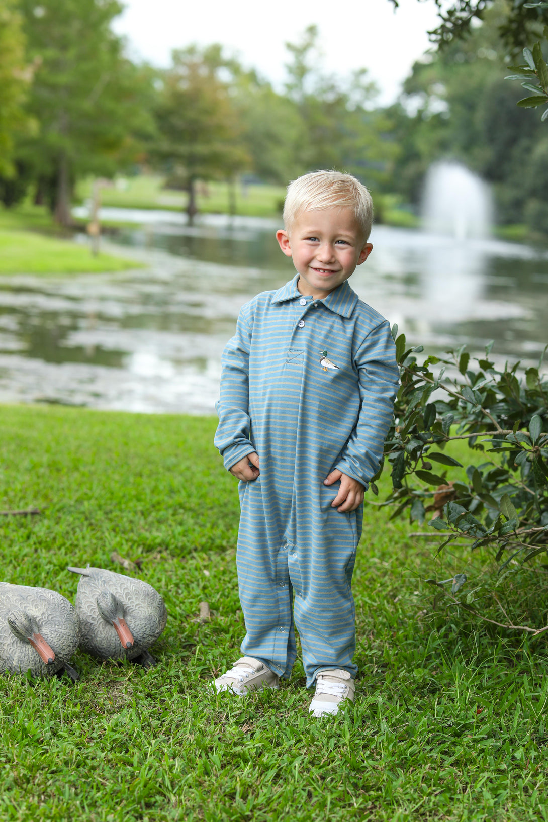 Mallard Embroidered Polo Romper