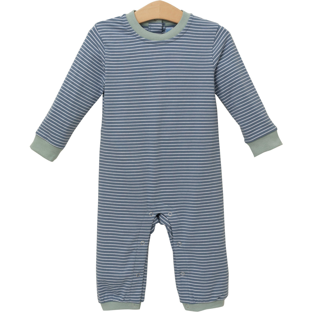 Miller Romper Blue Stripe and Sage