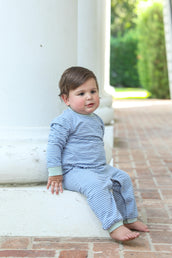 Miller Romper Blue Stripe and Sage