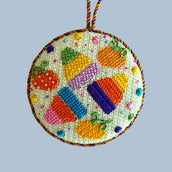 Colorful Candy Corn Round Needlepoint Canvas