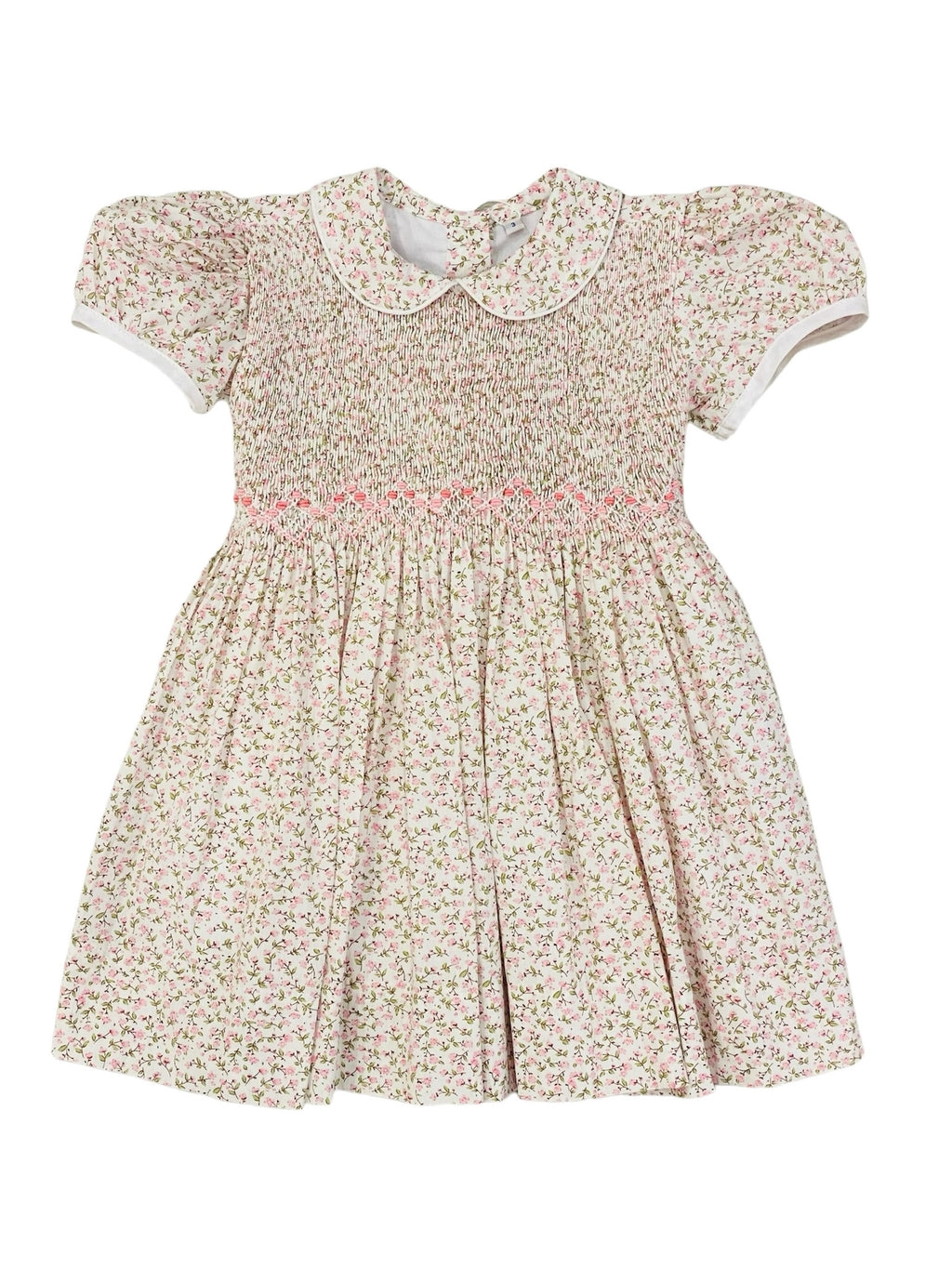 Nicole Pink Floral Smocked Bodice Dress