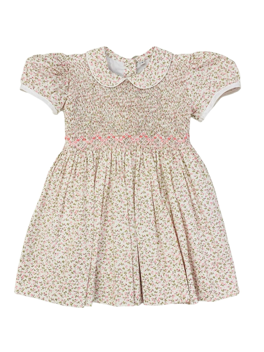 Nicole Pink Floral Smocked Bodice Dress