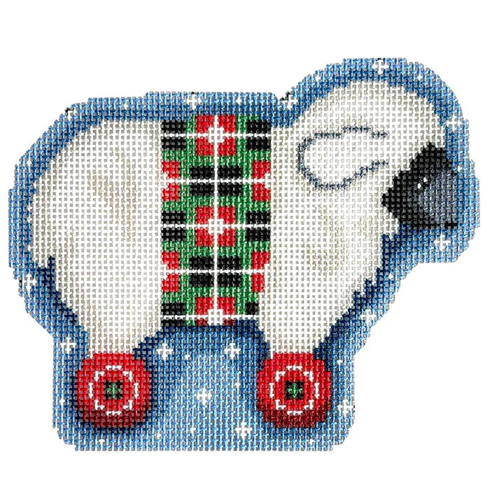 White Sheep on Wheels Ornament