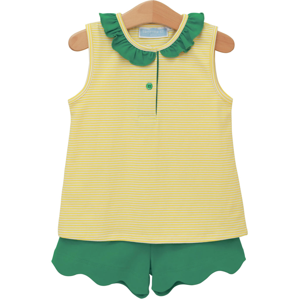 Nora Short Set Yellow Stripe and Green PRE-ORDER