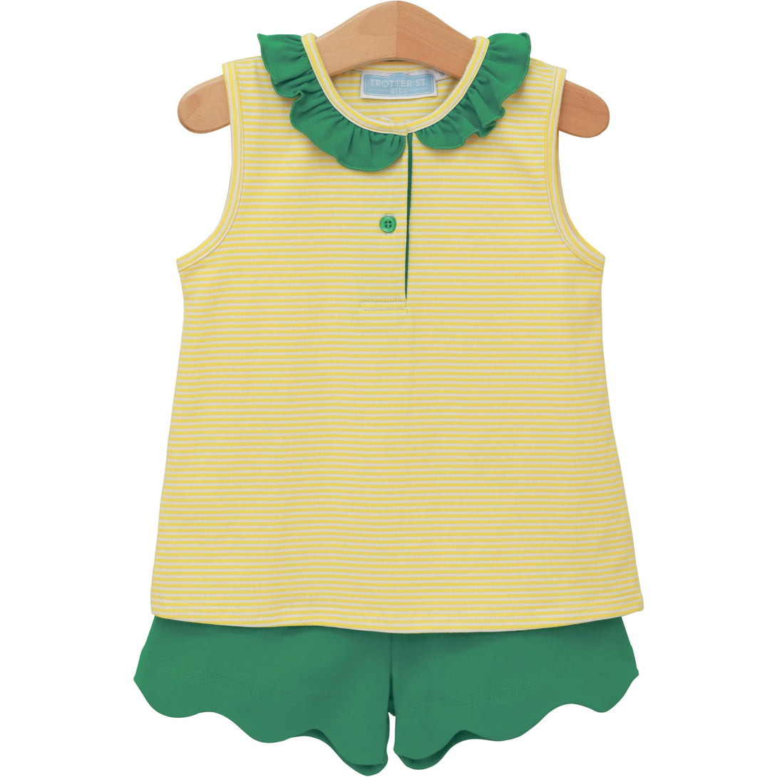 Nora Short Set Yellow Stripe and Green PRE-ORDER