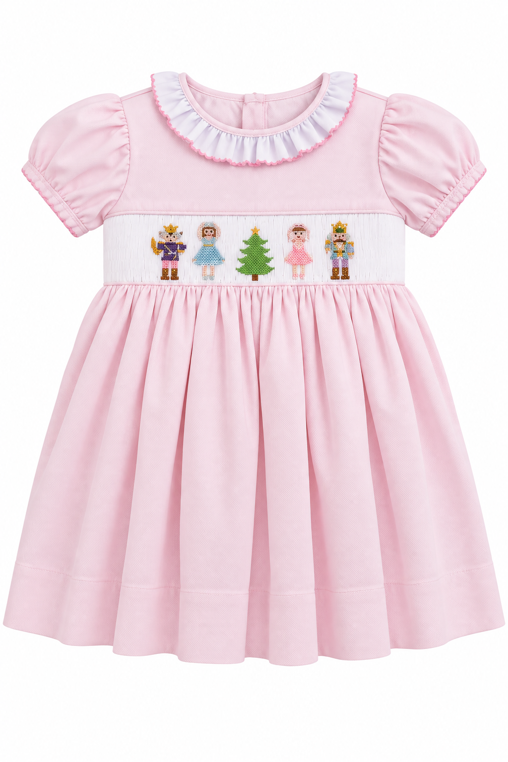Rose Ruffle Smocked Waist Dress - Nutcracker