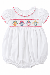 Rose Ruffle Smocked Waist Bubble - Christmas Ornament