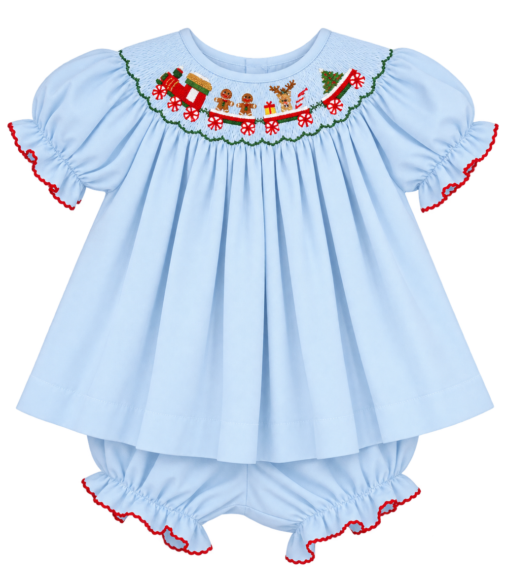 Train Smocked Bloomer Set