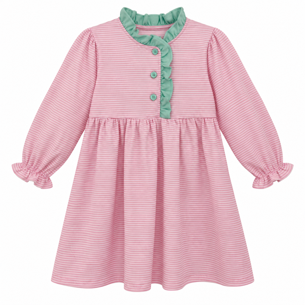 Scarlett Dress -Light Pink Stripe/Mint