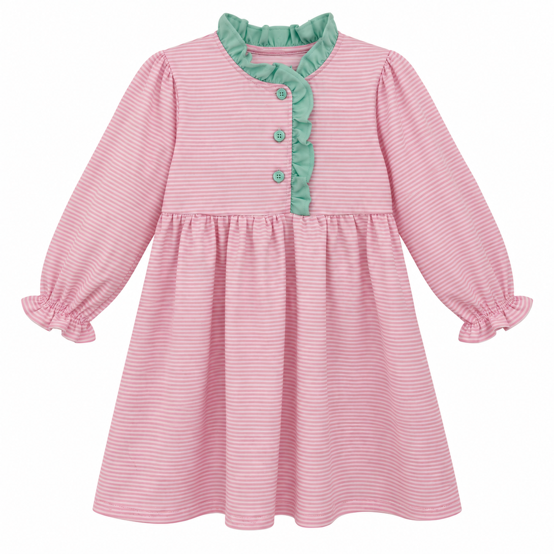 Scarlett Dress -Light Pink Stripe/Mint