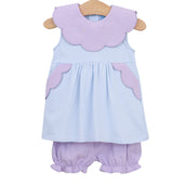 Penelope Bloomer Set Light Blue Stripe and Lavender