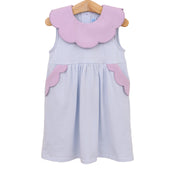 Penelope Dress Light Blue Stripe and Lavender