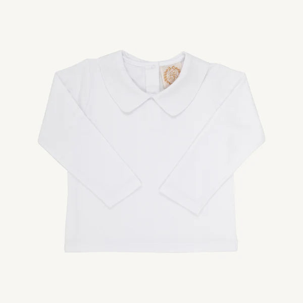 Peter Pan Collar Shirt Long Sleeve Pima in Worth Avenue White