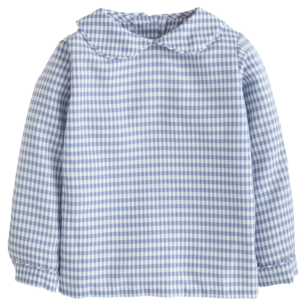 Peter Pan Shirt - Gray Blue Gingham