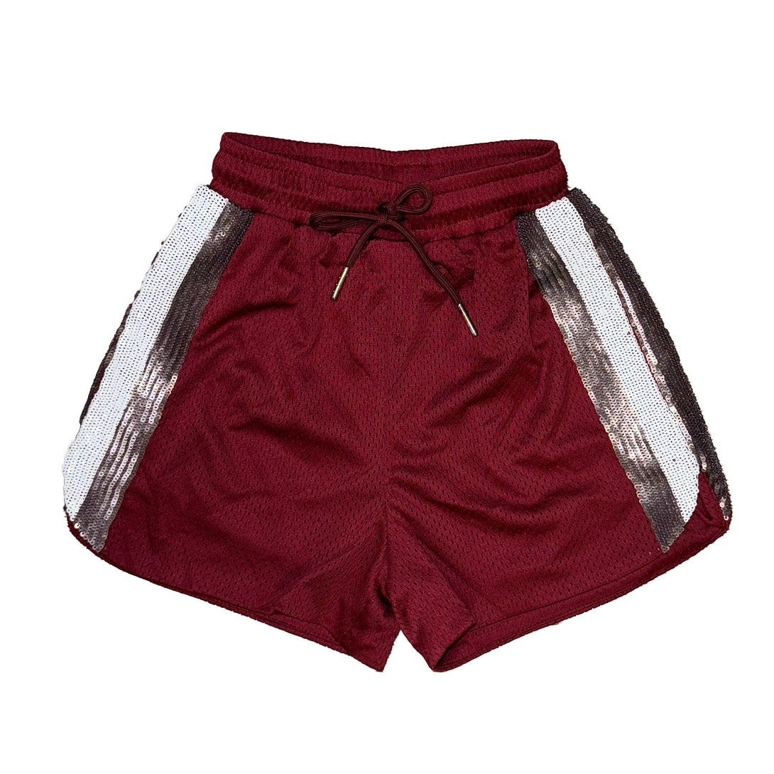 Sequin Shorts Maroon and Silver