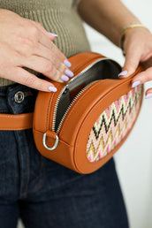 On The Go Oval Bag Cognac with Silver Hardware (Large)