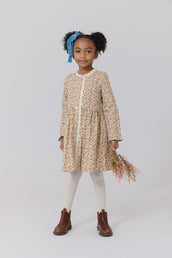 Girls Autumn Dress - Gold Climbing Floral
