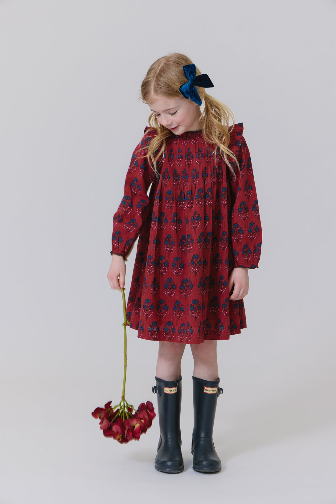 Girls Jaipur Dress - Red Autumn Strawflower