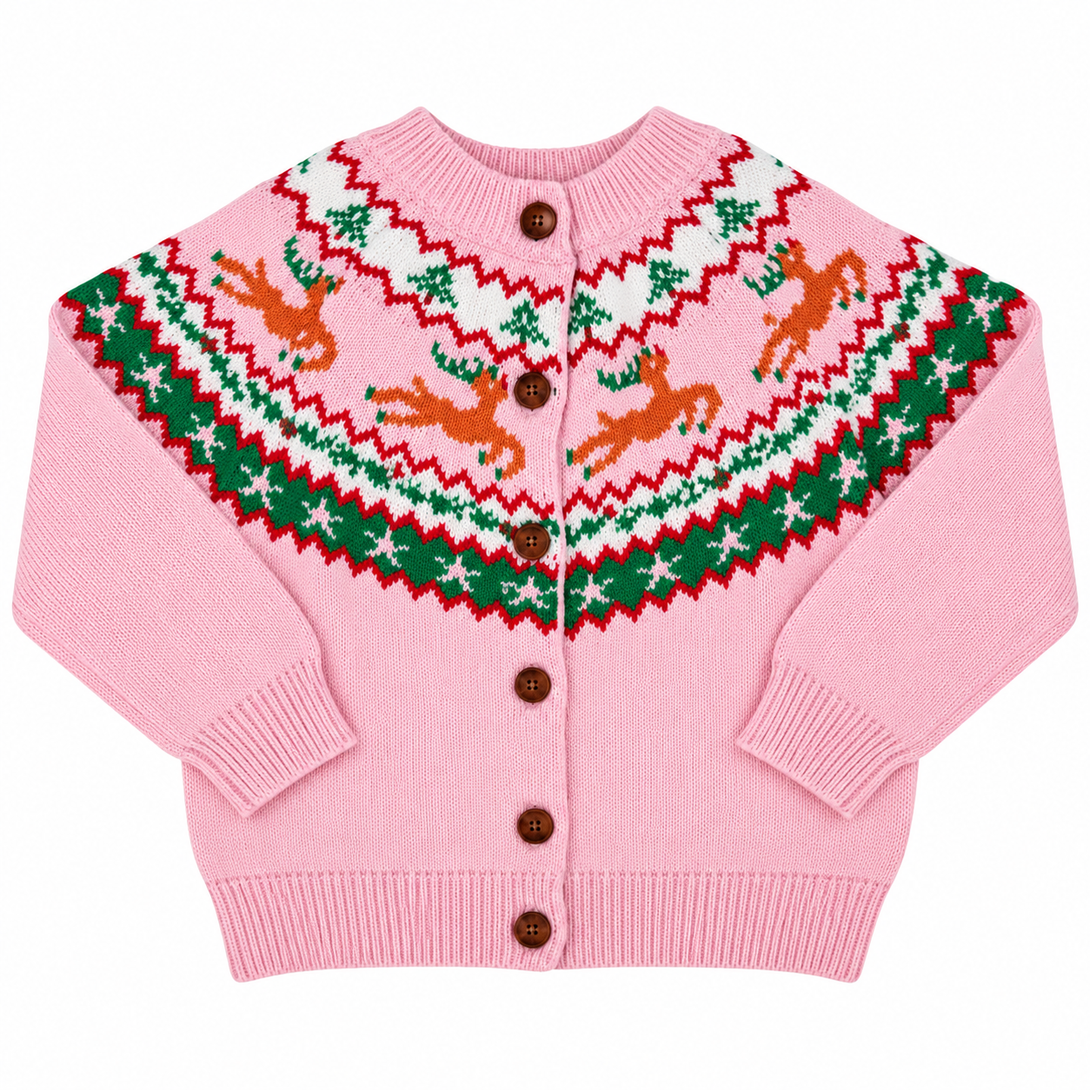 Cindy Cardigan - Pink Reindeer