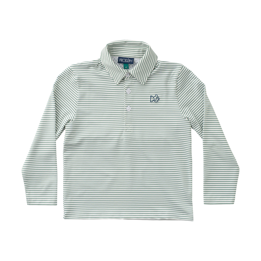 Boys Long Sleeve Pro Performance Polo Frosty Spruce Stripe