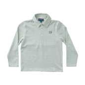 Boys Long Sleeve Pro Performance Polo Frosty Spruce Stripe