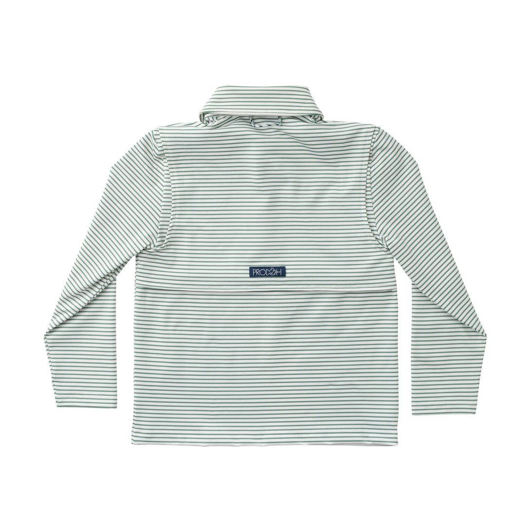 Boys Long Sleeve Pro Performance Polo Frosty Spruce Stripe