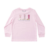 Girls Long Sleeve Cotton Pink Tulle T-Shirt