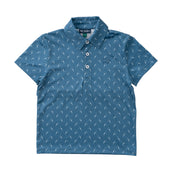 Boys Pro Performance Polo Copen Blue Fishing Rod Print