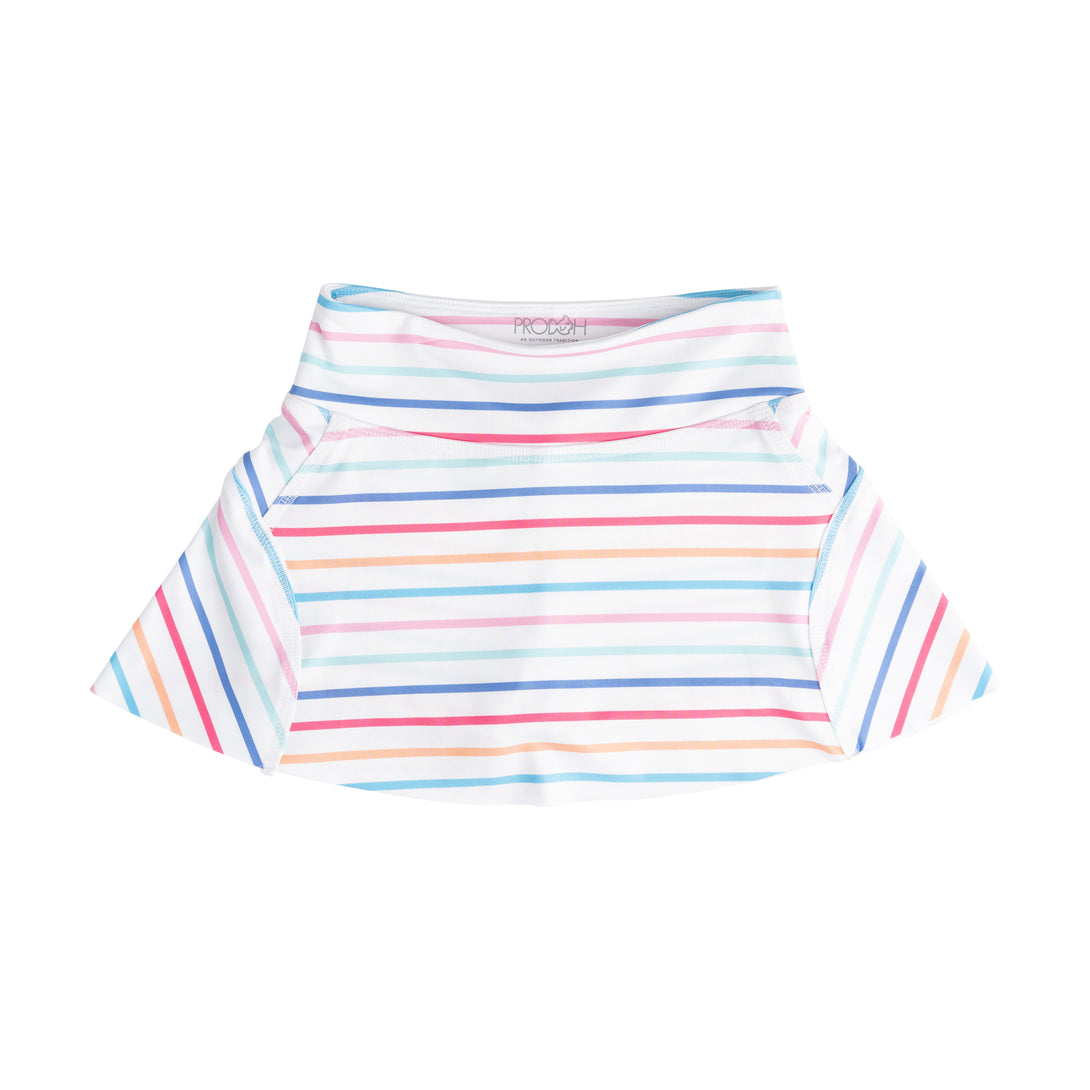 Girls Tennis Twirl Skort with Built-In Compression Shorts Sunkissed Stripe