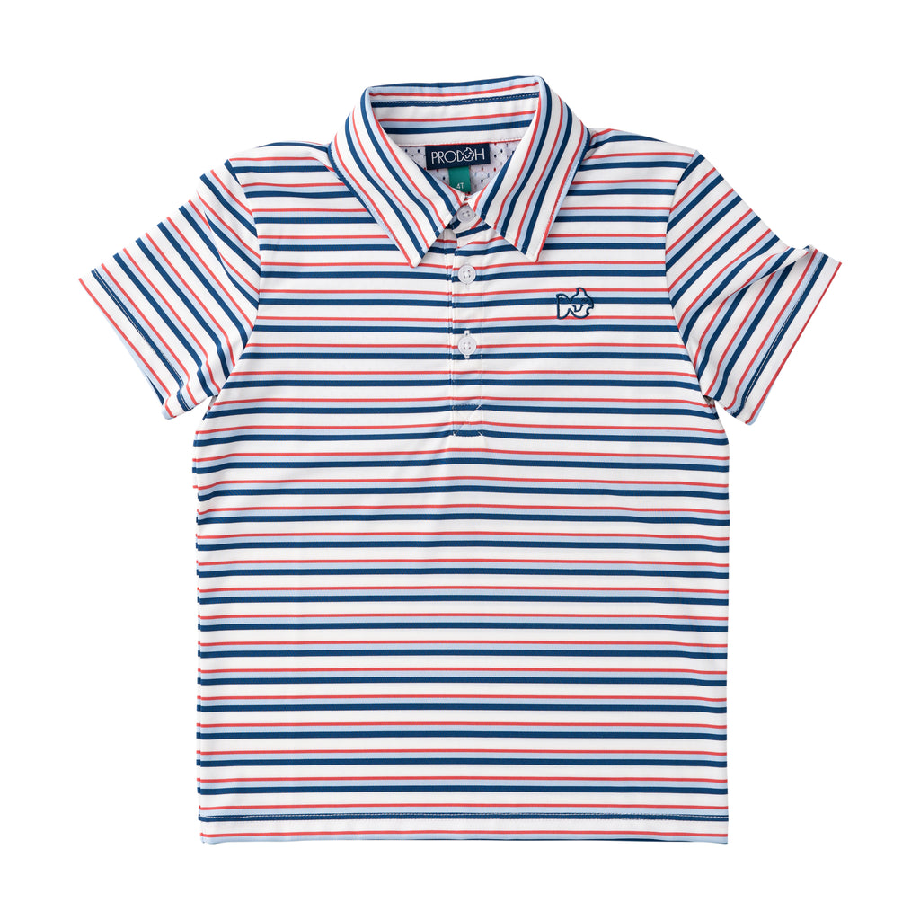Boys Short Sleeve Pro Performance Polo Independence Day Stripe