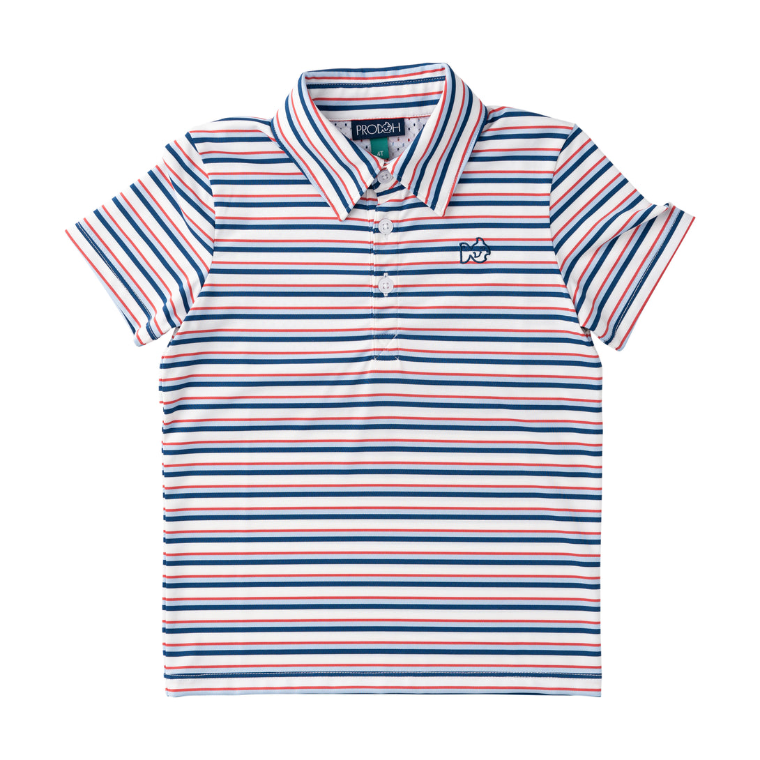 Boys Short Sleeve Pro Performance Polo Independence Day Stripe