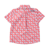 Boys Short Sleeve Button Down Shirt American Flag Plaid