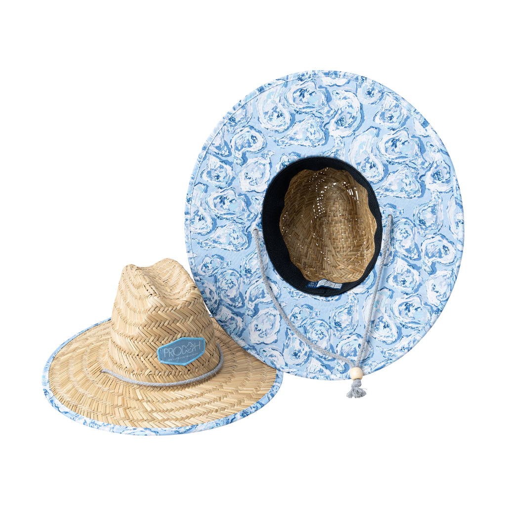 Kids Straw Lifeguard Hat in Oyster Print