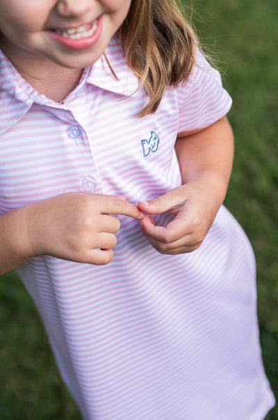 Pro Performance Polo Dress in Pink Stripe
