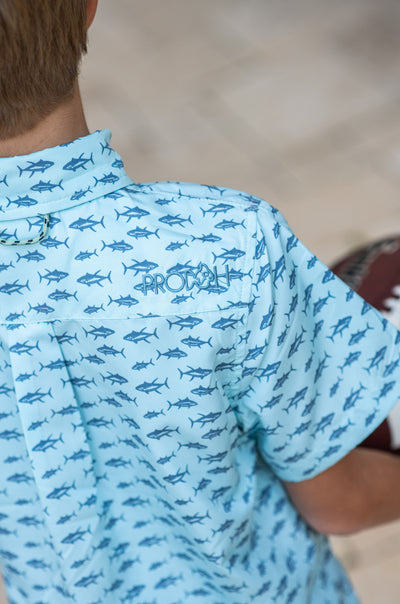 Short Sleeve Fishing Shirt in Aqua Tuna