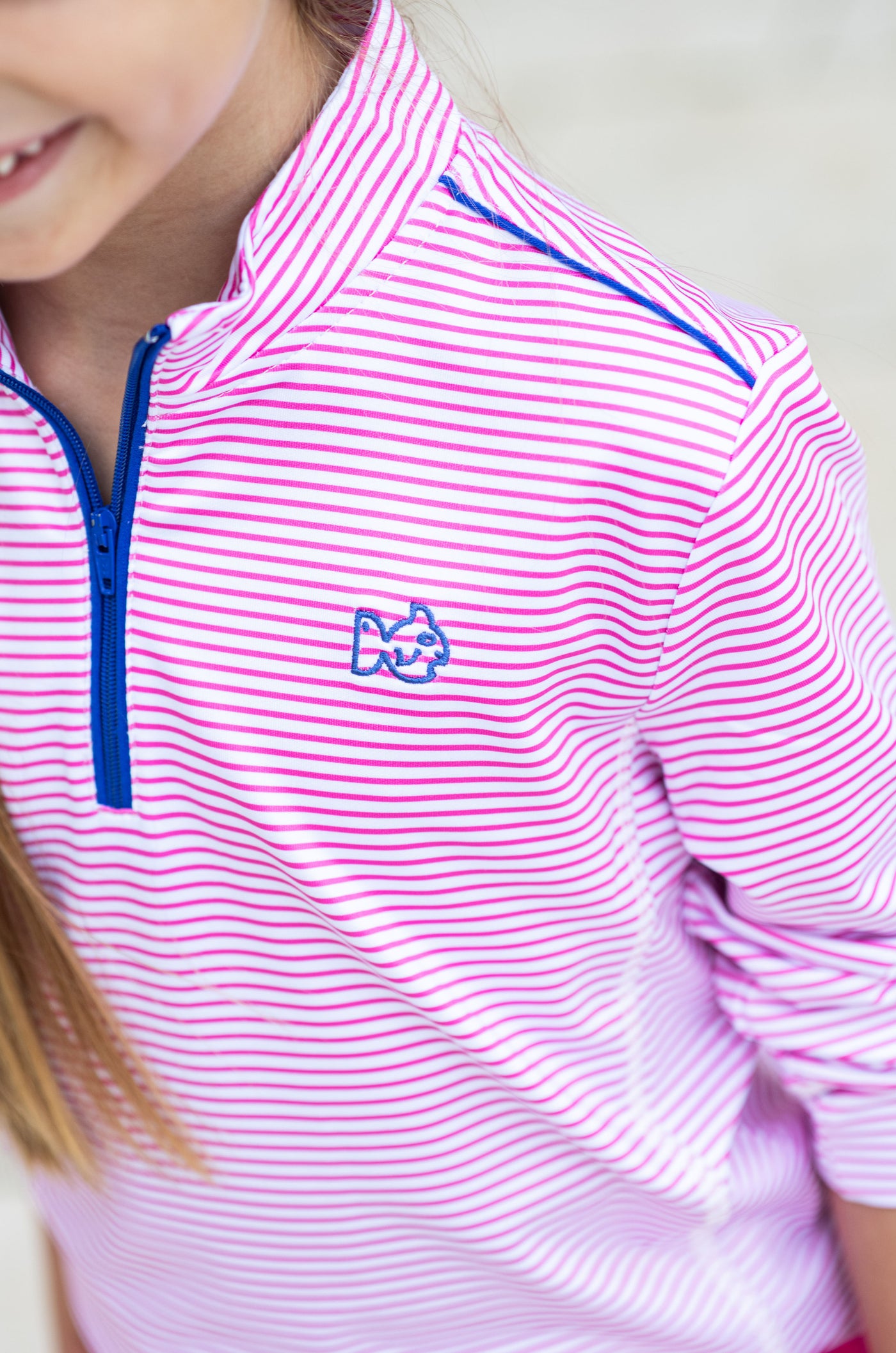 Pro Performance 1/4 Zip Pullover in Cheeky Pink Stripe