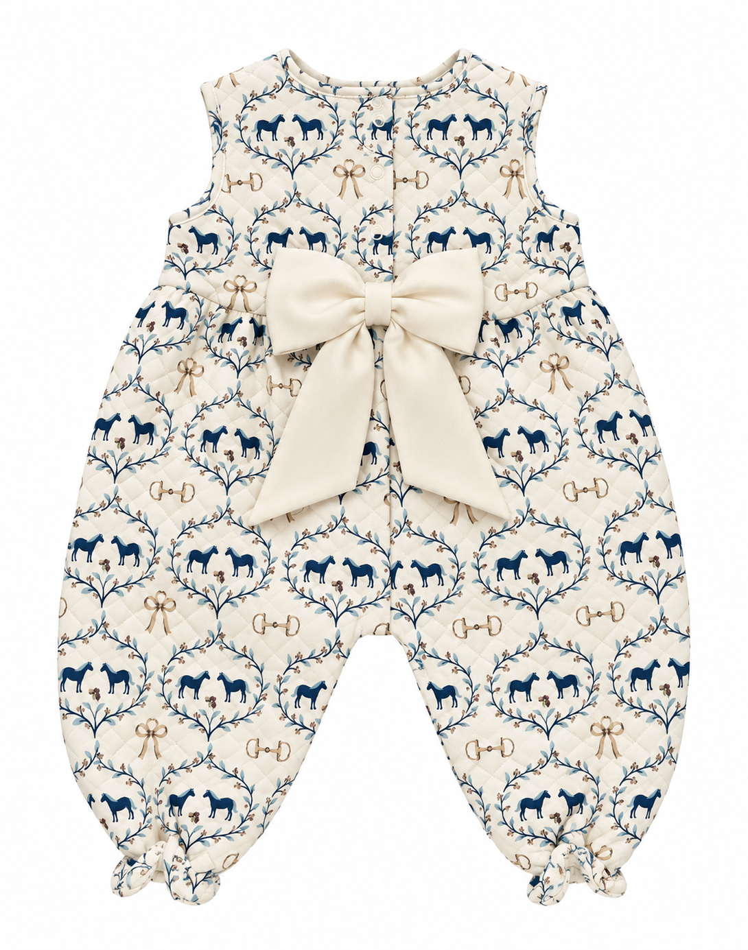 Sleeveless Rebecca Romper Quilted Horse Bits and Bows Palmetto Pearl