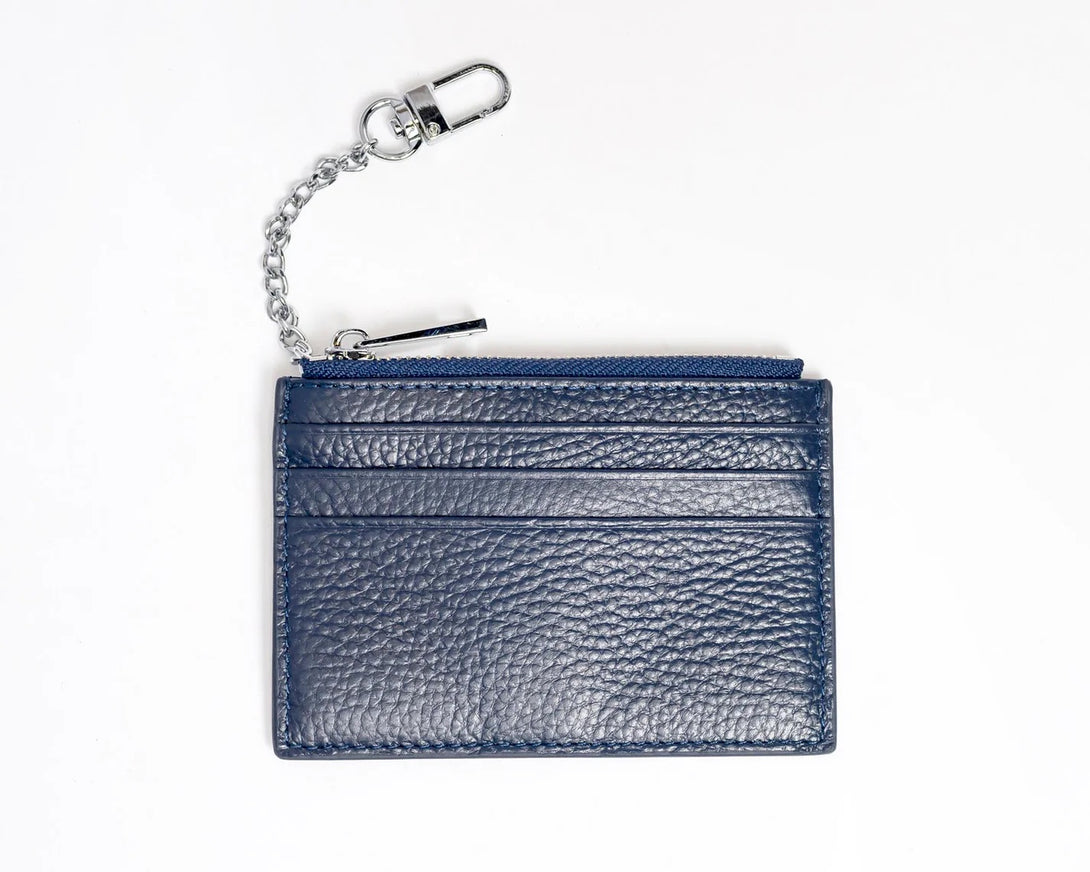 Every Day Wallet - Navy with Silver Chain