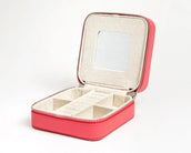 5" Leather Jewelry Box -Coral