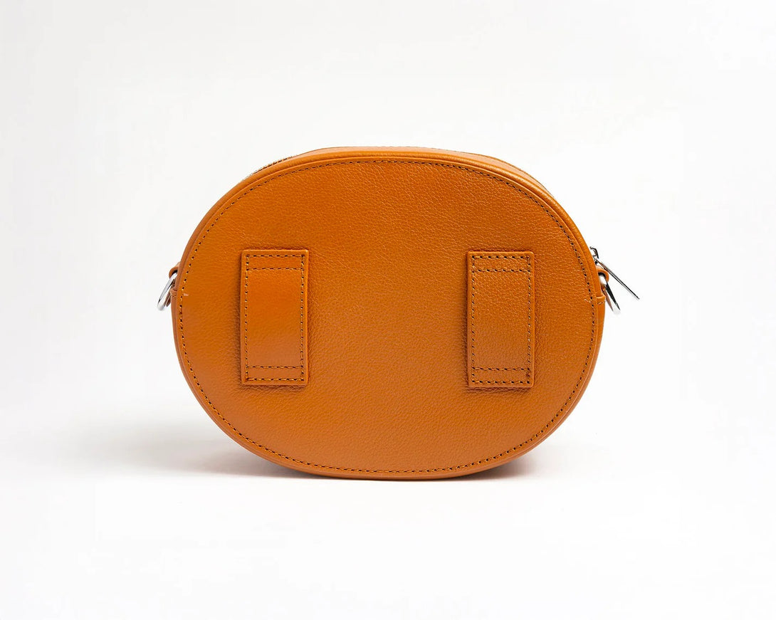 On The Go Oval Bag Cognac with Silver Hardware (Large)