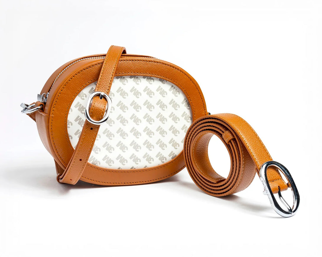 On The Go Oval Bag Cognac with Silver Hardware (Large)