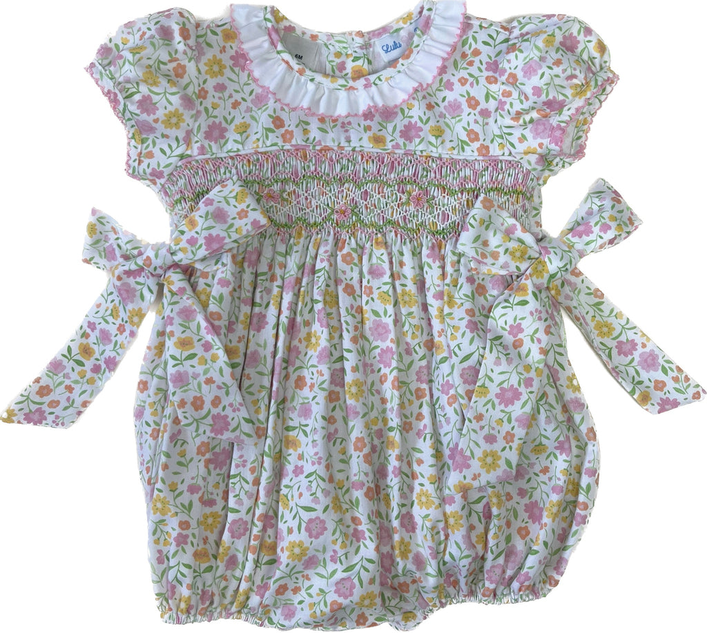 Rosie Spring Floral Smocked Waist Bubble with Side Ties