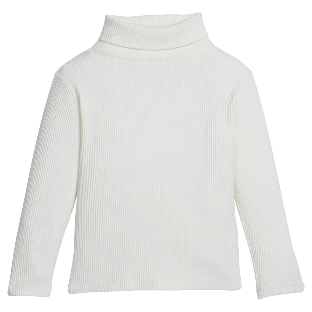 Solid Turtleneck Ivory Ribbed