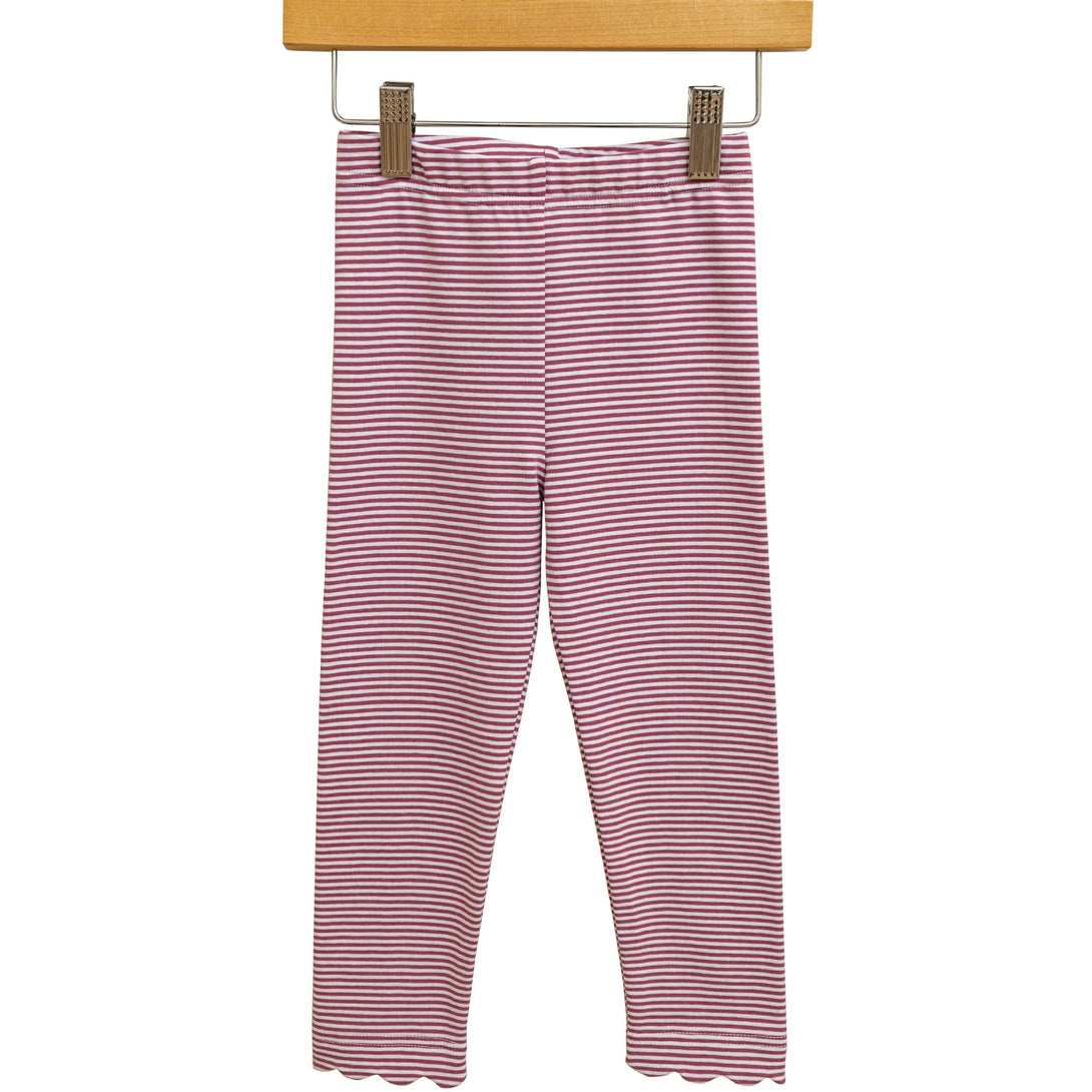 Scallop Leggings Cranberry Stripe