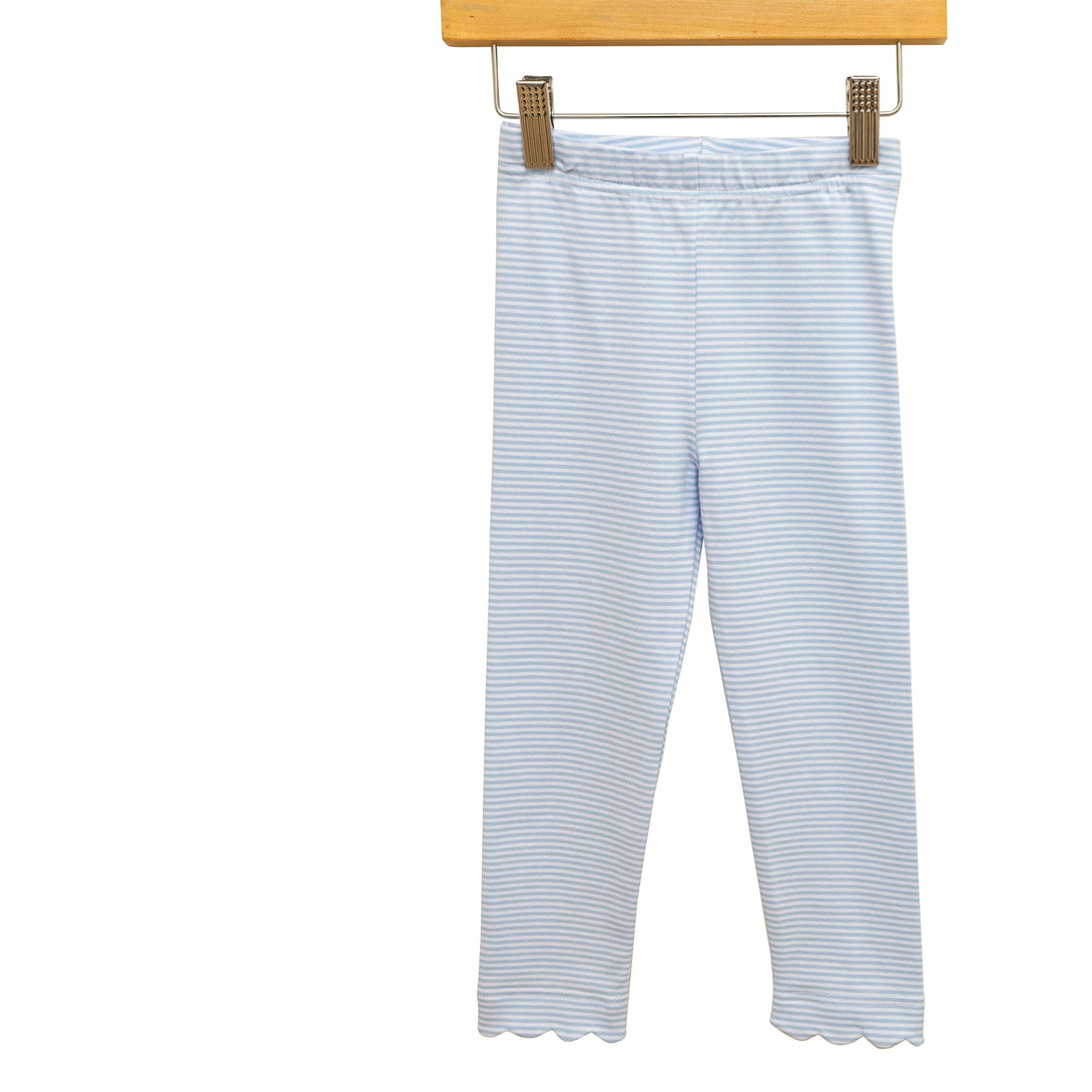 Scallop Leggings Light Blue Stripe