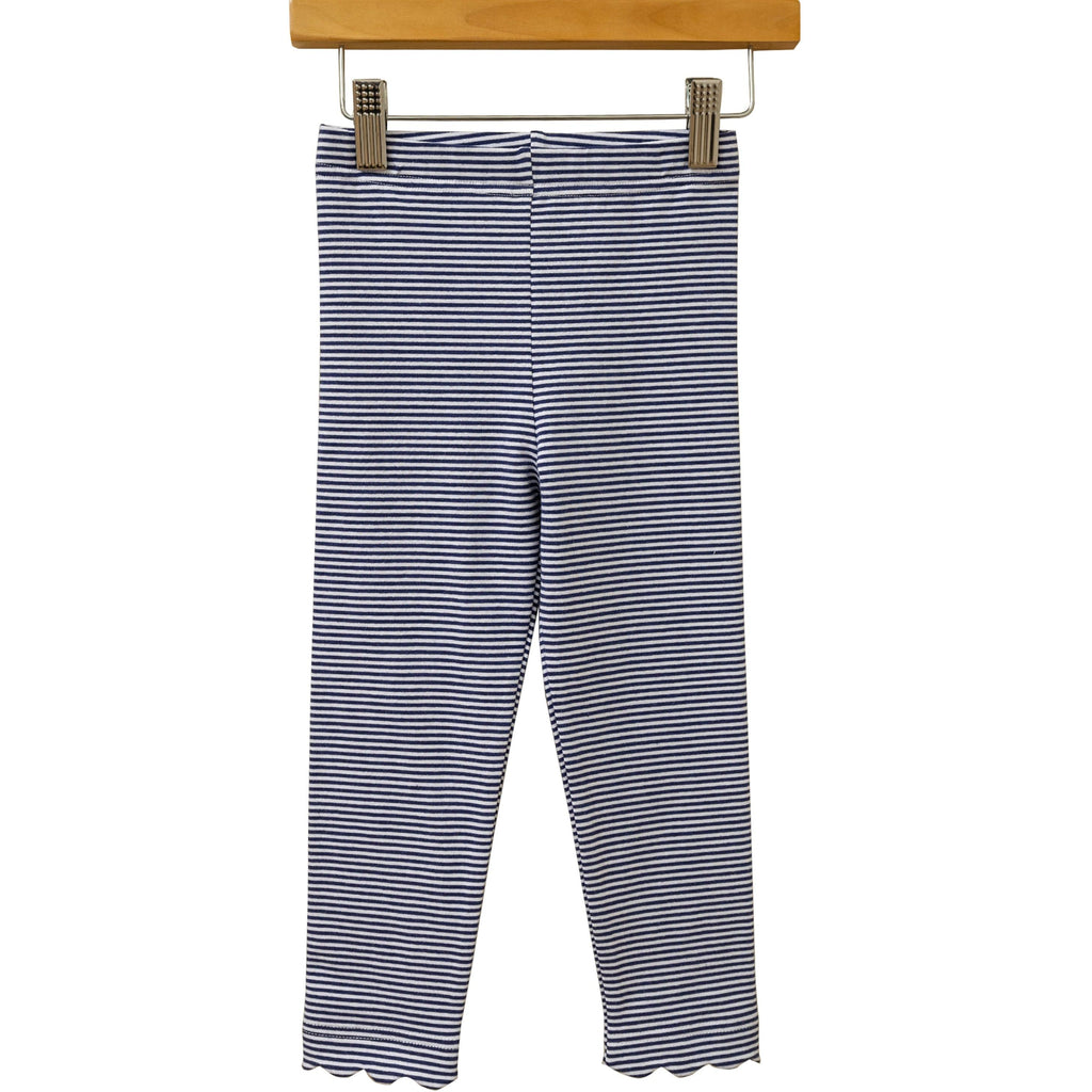 Scallop Leggings Navy Stripe