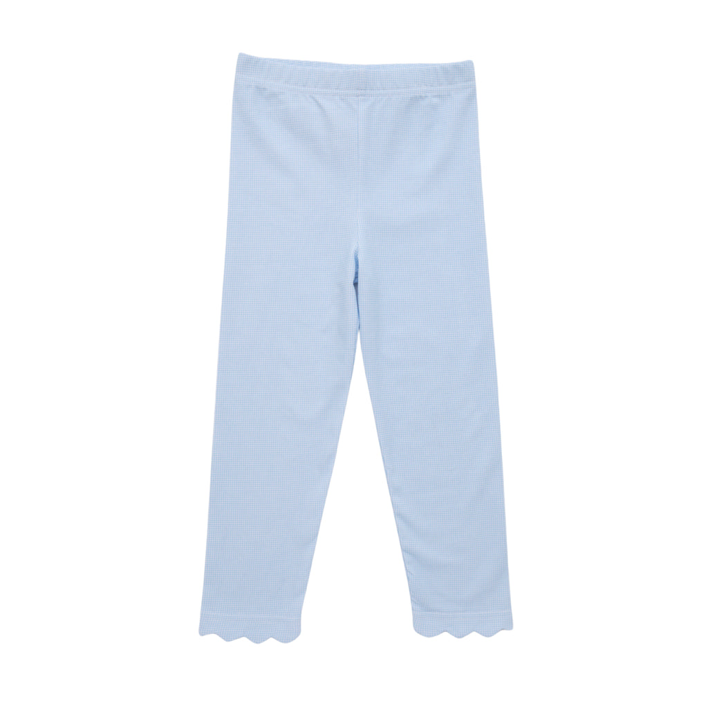 Scalloped Leggings - Light Blue Micro Gingham PRE-ORDER