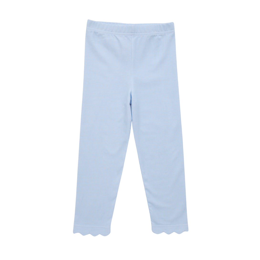 Scalloped Leggings - Light Blue Micro Gingham PRE-ORDER