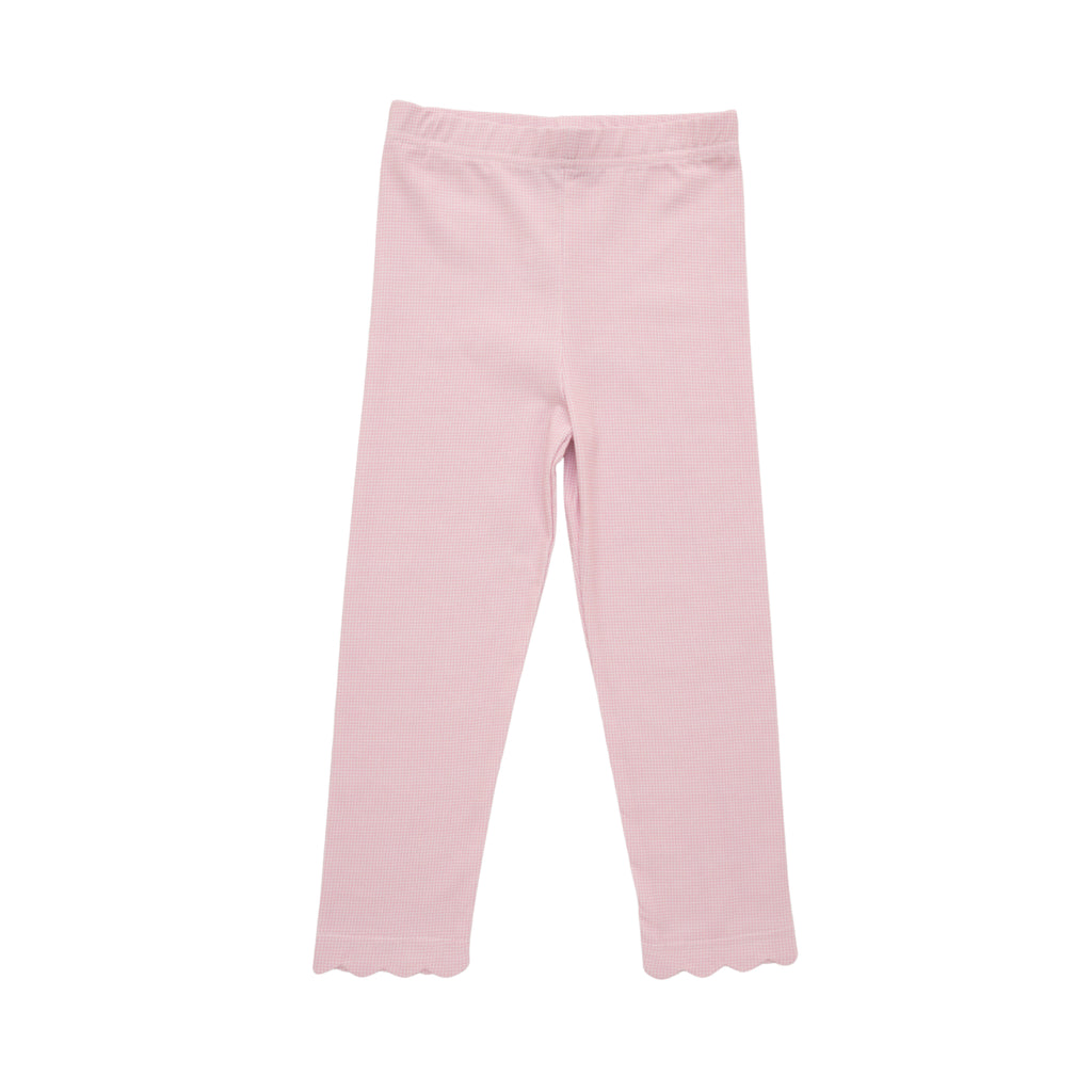 Scalloped Leggings - Light Pink Micro Gingham PRE-ORDER